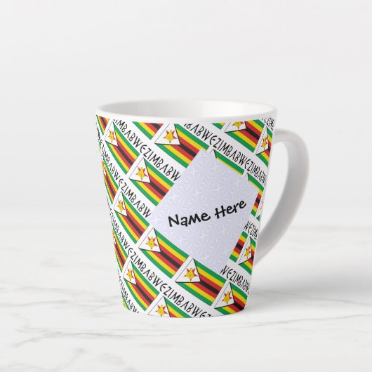 Tasse Latte Zimbabwe Drapeau zimbabwéen personnalisé (Angle droit)