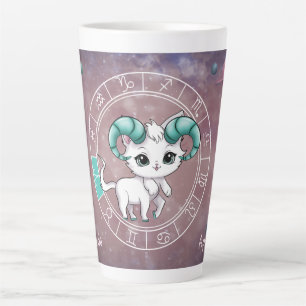 Tasse Latte Zodiac Aries Cute Chat Roue Planète Astrologie