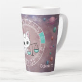 Tasse Latte Zodiac Libra Cute Cat Wheel Planet Astrologie (Angle droit)