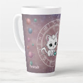 Tasse Latte Zodiac Libra Cute Cat Wheel Planet Astrologie (Angle gauche)
