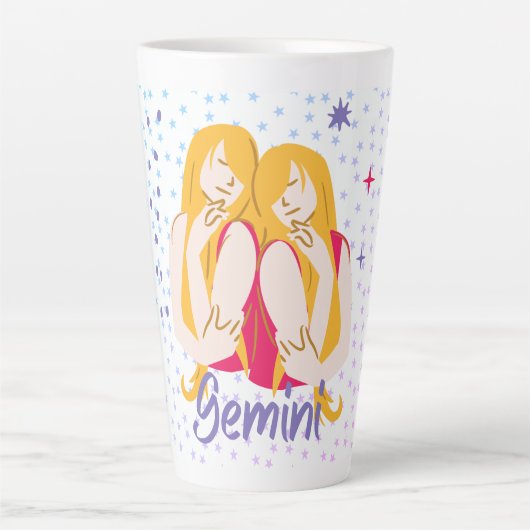 Tasse Latte Zodiac moderne Gemini Twins (Devant)