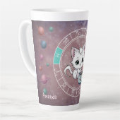 Tasse Latte Zodiac Pisces Cute Cat Roue Planète Astrologie (Angle gauche)