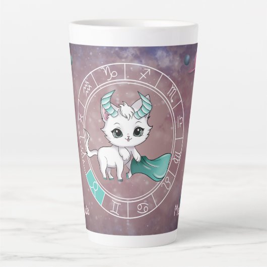 Tasse Latte Zodiac Taurus Cute Chat Roue Planète Astrologie (Devant)