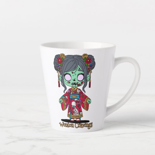Tasse Latte Zombie chinois mignon (Droite)
