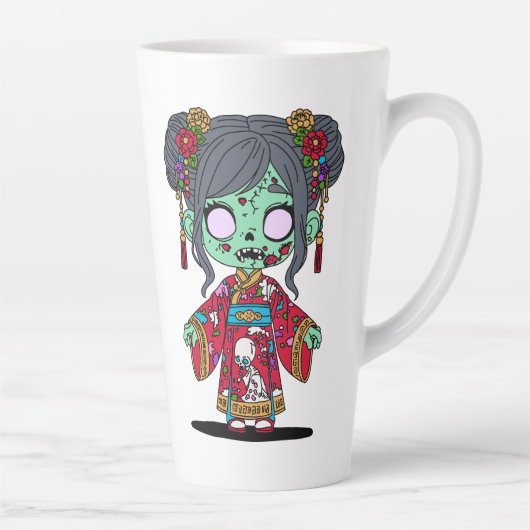 Tasse Latte Zombie chinois mignon (Droite)