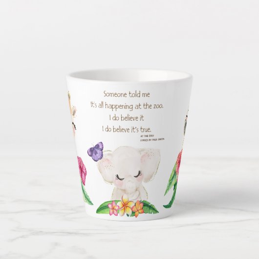 Tasse Latte Zoo Bébés Avec Fleurs (Devant)
