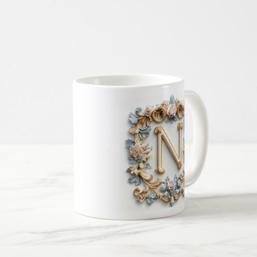 Tasse Lettre Baroque 'N' pour une Princesse du Caf (Devant droit)