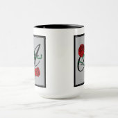 Tasse Lettre Initiale A avec Roses Rouges Café (Centre)
