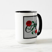 Tasse Lettre Initiale A avec Roses Rouges Café (Devant droit)