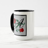 Tasse Lettre Initiale A avec Roses Rouges Café (Devant gauche)