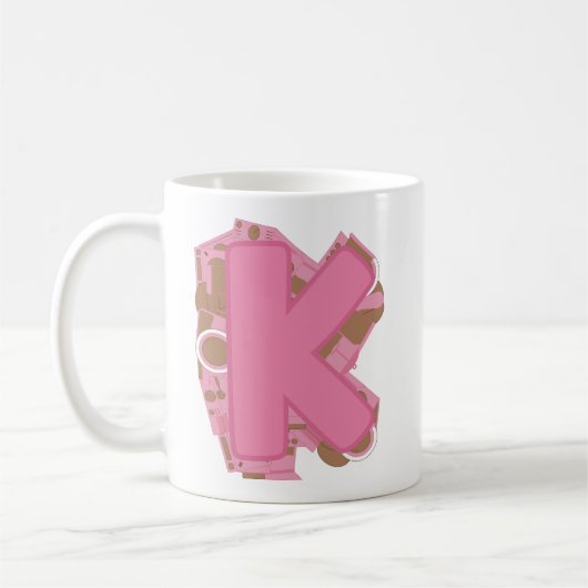 Tasse Lettre K : Monogramme Initial (Gauche)