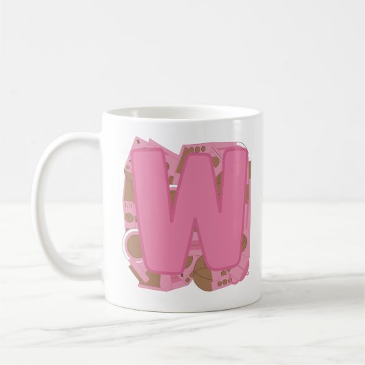 Tasse Lettre W : Monogramme Initiale (Gauche)