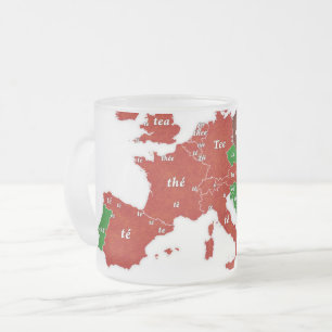 Tasse linguistique en verre givré de carte de