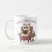 Tasse Livres, Chats & Café pour Amoureux de Chats  (Gauche)