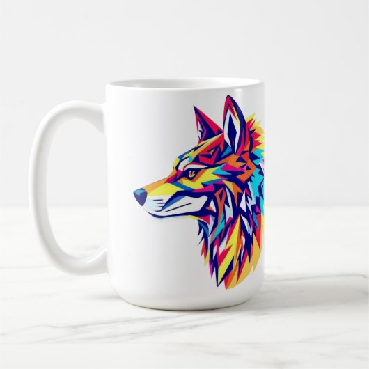 Tasse Loup Géométrique Coloré (Gauche)