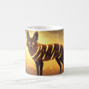 Tasse Loup Mystique avec Rayures Lumineuses au Cré