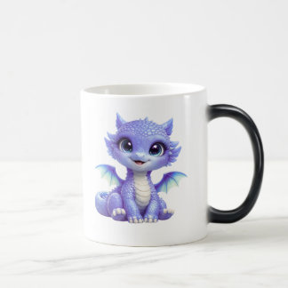 Tasse magique avec un doux bébé dragon bleu