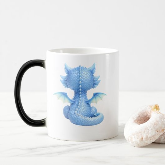 Tasse magique avec un doux bébé dragon bleu (Avec donut)