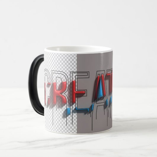 Tasse Magique Créative en 3D avec Typographie Fond (Devant gauche)