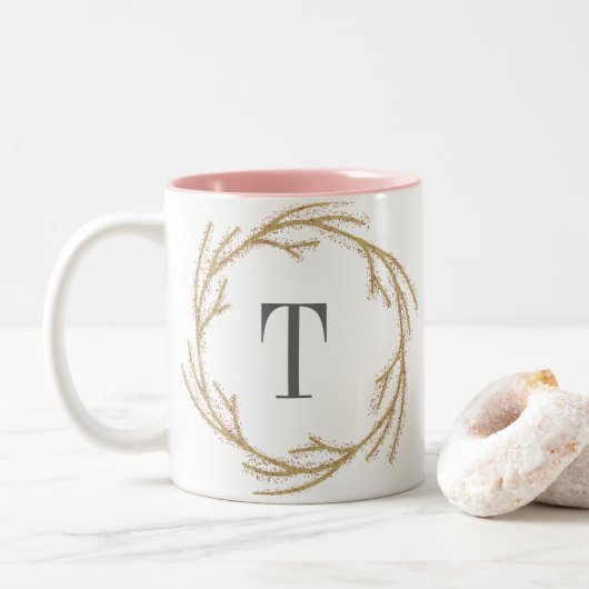 Tasse magique de monogramme de la guirlande | de (Avec donut)