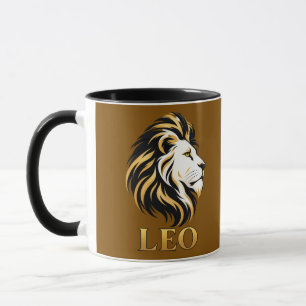 Tasse Majestueux Lion Lion Signe du Zodiaque Or &