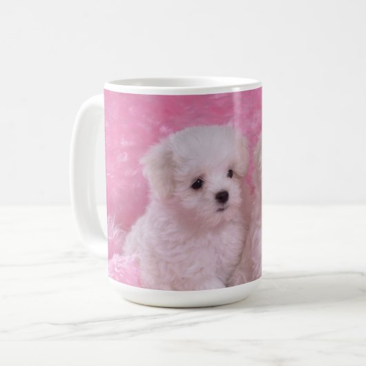 Tasse maltaise adorable de chiots (Devant gauche)
