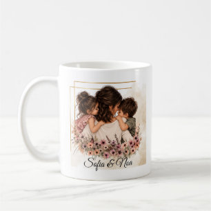 Tasse Maman avec fils et fille - Avec nom personna