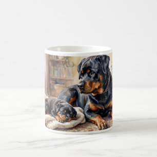 Tasse Maman Rottweiler et chiot – Cadeau pour amat