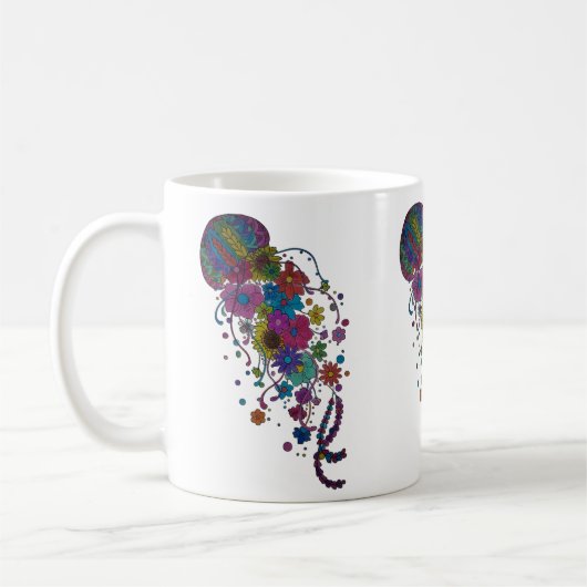 Tasse Mandala de Méduse Florale Colorée (Gauche)