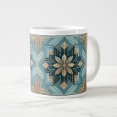 Tasse Mandala Florale Géométrique Bleue – Sarcelle (Devant droit)