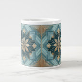 Tasse Mandala Florale Géométrique Bleue – Sarcelle (Devant)