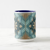 Tasse Mandala Florale Géométrique Bleue – Sarcelle (Centre)