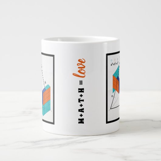 Tasse Math Égal Amour 3D Théorème de Pythagore (Devant)