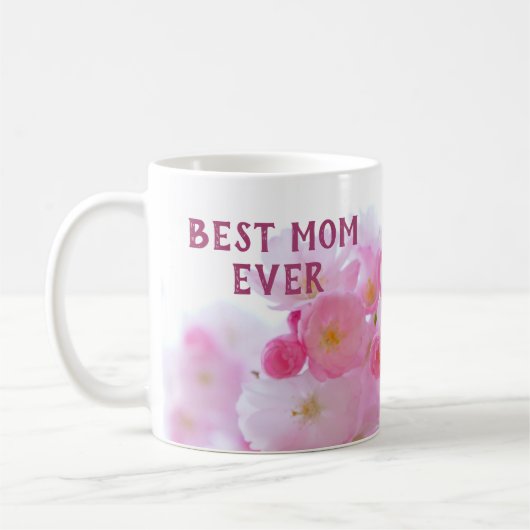 Tasse Meilleure Maman Fleur de Cerisier Rose (Gauche)