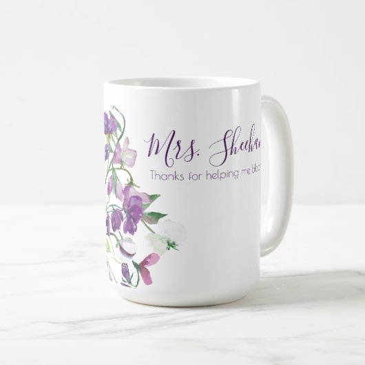 Tasse Merci de m'avoir aidé à fleurir (Devant droit)