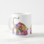 Tasse Mère et Bébé Éléphant Colorés (Devant gauche)