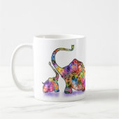 Tasse Mère et Bébé Éléphant Colorés (Gauche)