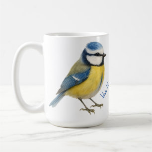 Tasse Merlebleu, Art d'oiseau de jardin aquarelle