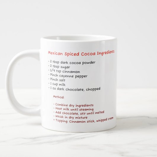 Tasse micro-ondes (recette de cacao épicé chaud me (Gauche)