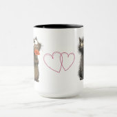 Tasse Mignon Chat Fluffy Tenant une Fleur Drôle Ca (Centre)