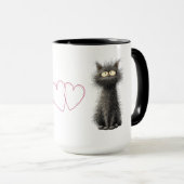 Tasse Mignon Chat Fluffy Tenant une Fleur Drôle Ca (Devant droit)