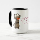 Tasse Mignon Chat Fluffy Tenant une Fleur Drôle Ca (Devant gauche)