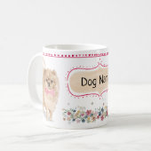 Tasse mignonne d'aquarelle de Pomeranian (Devant gauche)