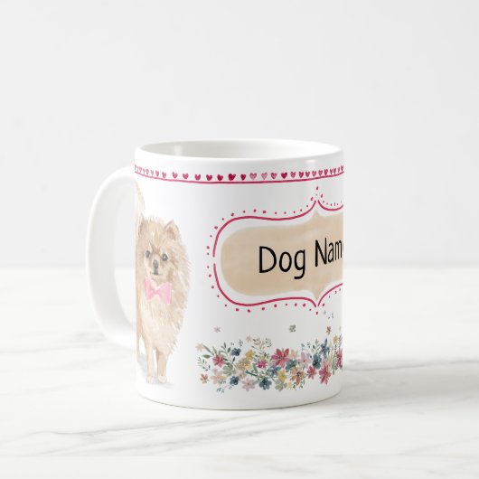 Tasse mignonne d'aquarelle de Pomeranian (Devant gauche)
