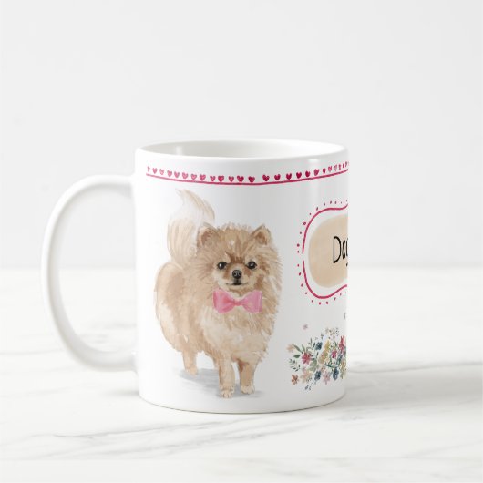 Tasse mignonne d'aquarelle de Pomeranian (Gauche)