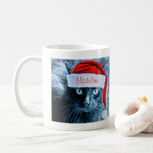 Tasse mignonne de chat de Noël, personnalisée