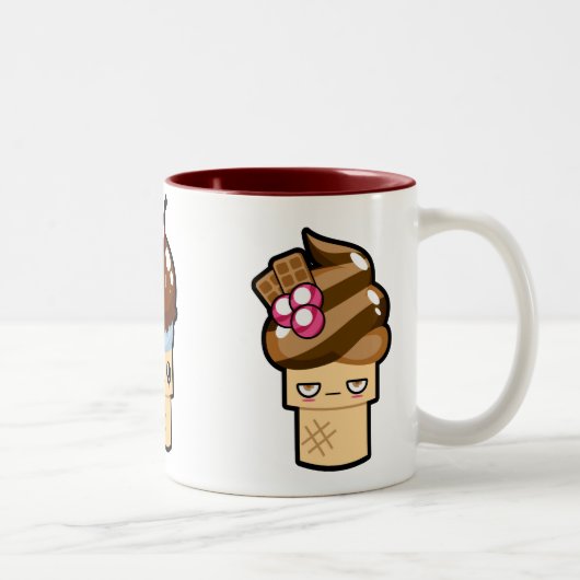 Tasse mignonne de cornets de crème glacée de (Droit)
