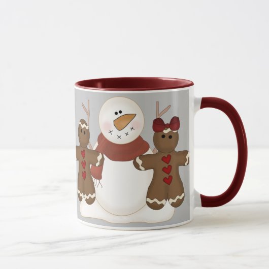 Tasse mignonne de couples de bonhomme de neige et (Droite)