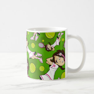 Tasse mignonne de fille de tennis