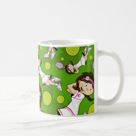 Tasse mignonne de fille de tennis (Droite)